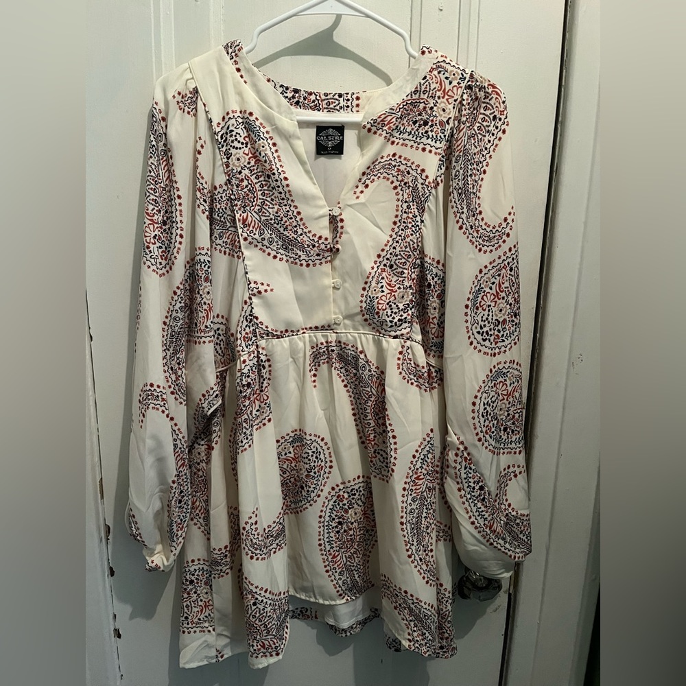 CalStyle White Patterned Blouse